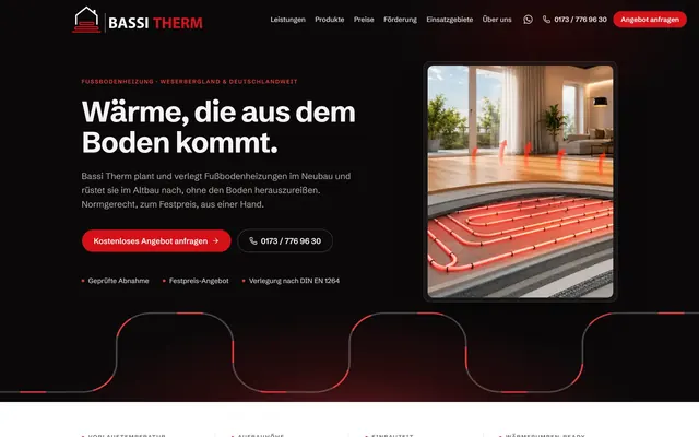 Website für Bassi Therm aus Bad Pyrmont, umgesetzt von ZIGLA