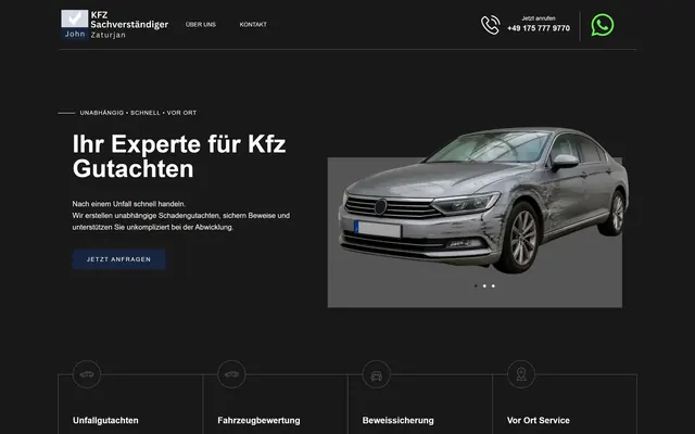 Website für Kfz-Gutachten Zaturjan aus Höxter, umgesetzt von ZIGLA