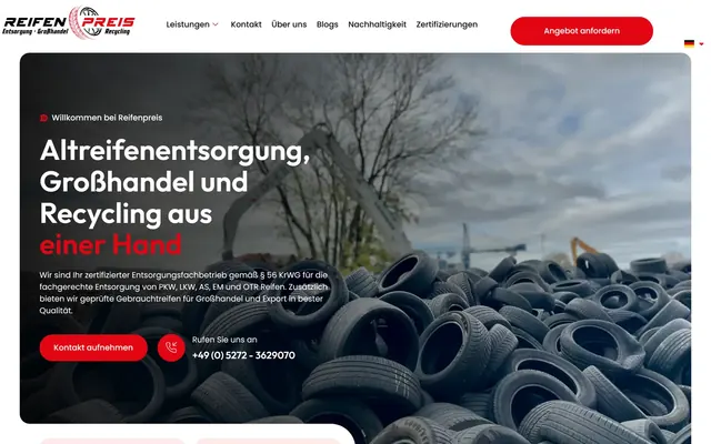 Website für Reifenpreis aus Brakel, umgesetzt von ZIGLA
