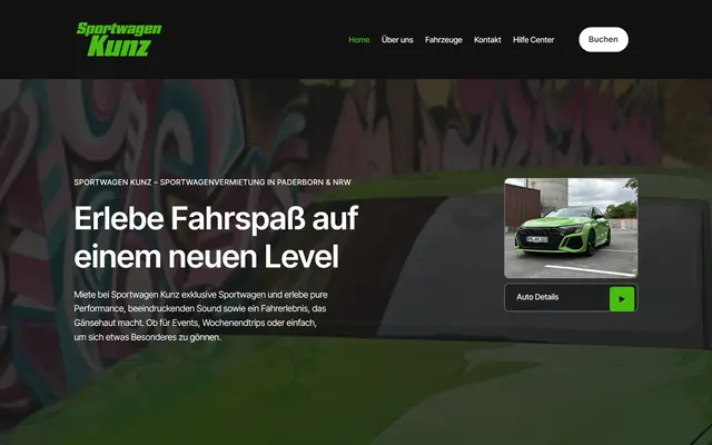 Website für Sportwagen Kunz aus Paderborn, umgesetzt von ZIGLA